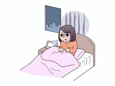 插图, 女子, 睡眠, 失眠, 