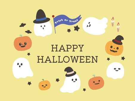 ゆるふわハロウィン素材 ハロウィン,可愛い,オバケ,カボチャ,お菓子,キャンディ,飴,トリックオアトリート,ハッピーハロウィン,halloweenのイラスト素材