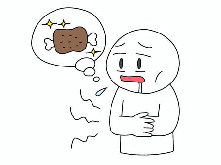 貧乏・空腹 貧乏,空腹,ひもじい,ダイエット,肉,人物,痩せ,ガリガリ,よだれ,金欠のイラスト素材