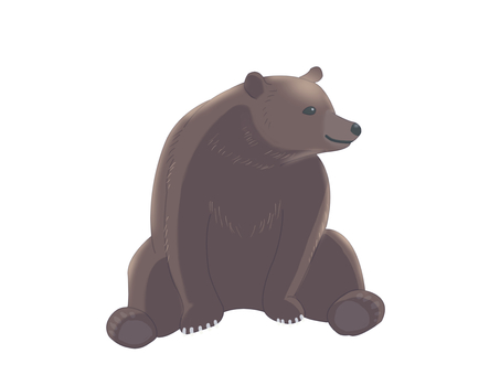 ヒグマ（座る・主線なし）