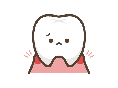 腫れた歯茎と歯のキャラクター 歯,歯医者,キャラクター,歯茎,腫れ,隙間,ぐらつき,歯周病,虫歯,汚れのイラスト素材