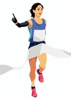 女子マラソンランナー9 マラソン,ランナー,長距離走,持久力,女性,人物,一人,正面,ゼッケン,ランニングシューズのイラスト素材