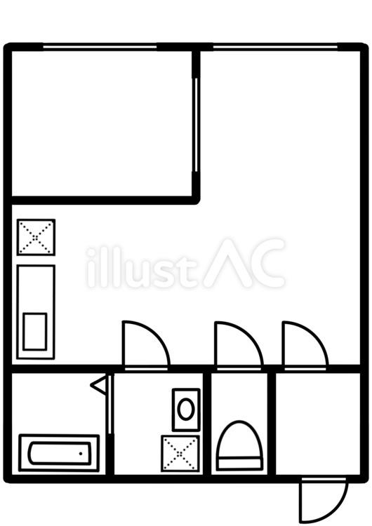 玄関一列に水割りの集まった1LDK 1ldk,部屋,間取りのイラスト素材