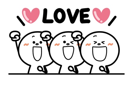 LOVEの文字と応援する人々 love,棒人間,人,人々,人物,推し活,ファン,笑顔,大声,応援のイラスト素材
