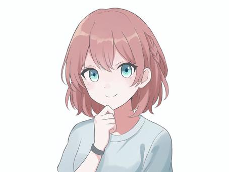 ボブの女の子(ピンク) キャラクター,女の子,可愛い,人物,少女,女性,アイコン,フリーアイコン,美人,イラストのイラスト素材