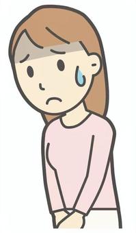  ロングヘア女性-184-バスト しょんぼり,女性,女の子,人物,かわいい,表情,感情,落ち込む,ショック,不幸のイラスト素材