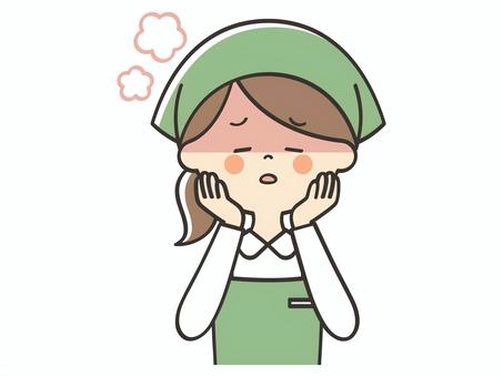 熱中症の女性店員