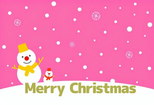雪だるまのクリスマスカード 冬,背景,雪だるま,親子,クリスマス,雪,結晶,ポストカード,横,メッセージカードのイラスト素材