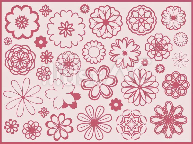 【手描き】華の装飾セット 手描き,セット,飾りのイラスト素材