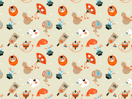 午年のおめでたいお正月のパターン素材 午年,年賀状,馬,午,お正月,はがき,2026年,うま,年賀はがき,手描きのイラスト素材