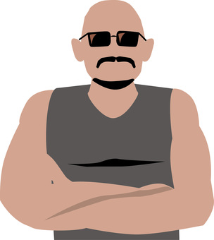 外国人サングラス　 外国人,中年,男性,サングラス,ヒゲ,腕,組む,怖い,強面のイラスト素材