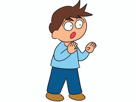 なだめる少年のイラスト 少年,子供,ポーズ,まあまあ,男の子,青,なだめる,人物,ボーイ,仕草のイラスト素材