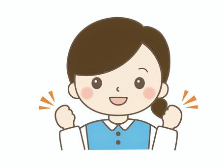 ガッツポーズの女性　両手　02 女性,女の子,ガッツポーズ,拳,やる気,仕事,応援,ファイト,エール,気合のイラスト素材