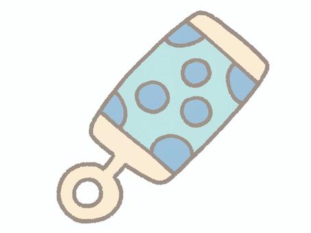 赤ちゃんのガラガラおもちゃ（ブルー） ガラガラ,ラトル,玩具,音,鳴る,振る,あやす,青色,水玉模様,ドット柄のイラスト素材