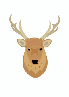 ハンティングトロフィー　鹿の頭 鹿,アイコン,インテリア,あしらい,おしゃれ,手描き,動物,かわいい,シンプル,顔のイラスト素材