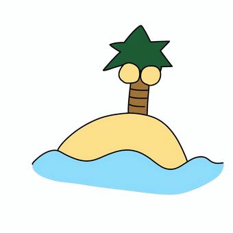 島 島,シンプル,海,ヤシの木,手描きのイラスト素材