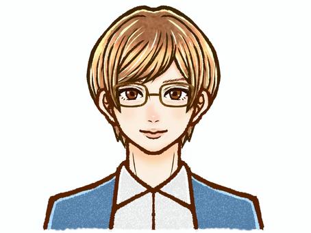 Illustration, brown hair, glasses, male, 