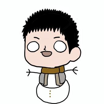ゆるい勝海舟 ゆきだるまさん 偉人,指差す,上半身,正面,男性,アイコン,江戸時代,歴史上,明治時代,日本のイラスト素材