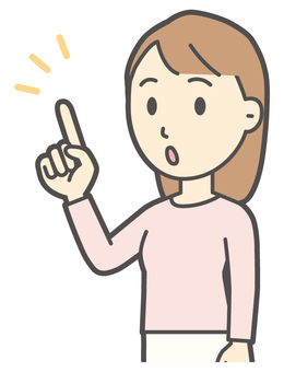  ロングヘア女性-459-バスト 指差し,女性,女の子,人物,かわいい,ポイント,説明,強調,案内,ワンポイントのイラスト素材