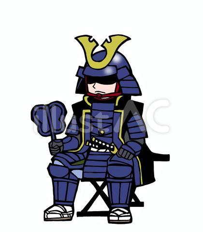 鎧武者・大将・座る(青)