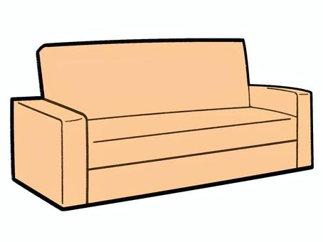 手書き_ソファ_01 オレンジ,ソファ,家具,インテリア,リビング,くつろぐ,リラックス,モダン,北欧,シンプルのイラスト素材