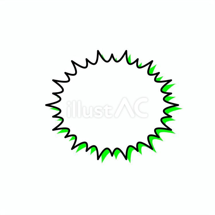 蛍光緑色の影のギザギザ驚き横長吹き出し 吹き出し,蛍光,緑のイラスト素材