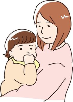 お母さんと赤ちゃんの抱っこ お母さん,赤ちゃん,母子,親子,抱っこ,育児,家族,子育て,母性,主婦のイラスト素材