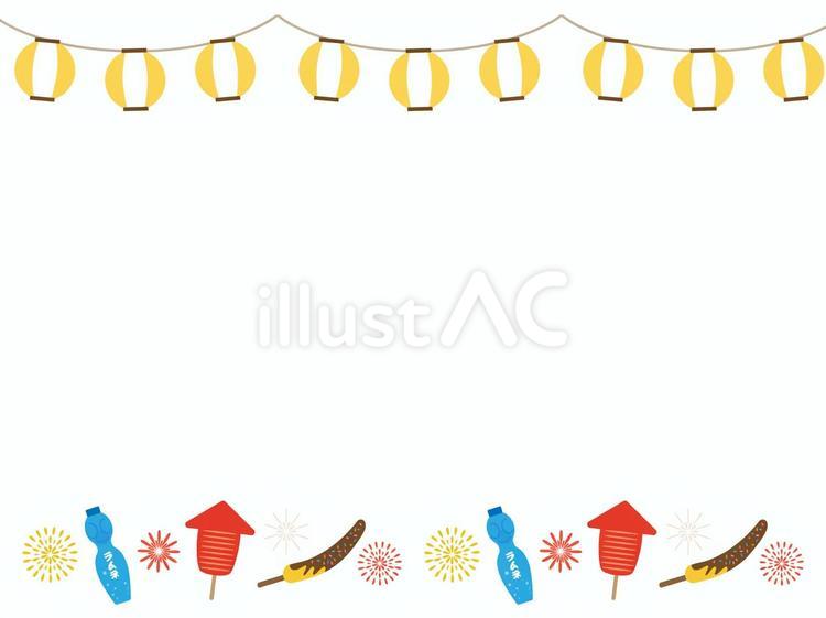 夏の素材　夏祭り・花火フレーム素材　6 夏祭り,夏,夏休みのイラスト素材