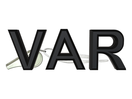 VAR　文字　ホイッスルバージョン var,ホイッスル,ビデオ検証,笛,文字,確認,サッカーのイラスト素材