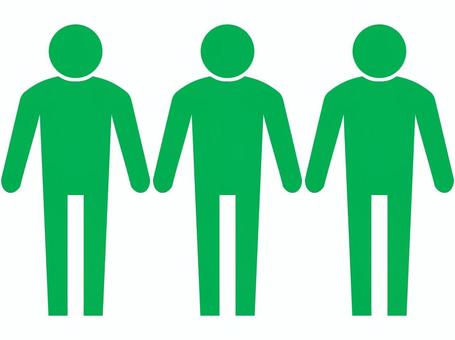 人物　3人　緑 人物,人,ピクトグラム,３人,アイコン,緑,複数,3人組,シルエット,立ってる人のイラスト素材
