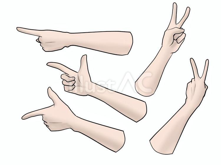 ピースや指さしの手 ピース,指さし,手のイラスト素材