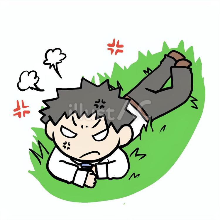 怒って匍匐前進する男性 男性,匍匐前進,怒るのイラスト素材