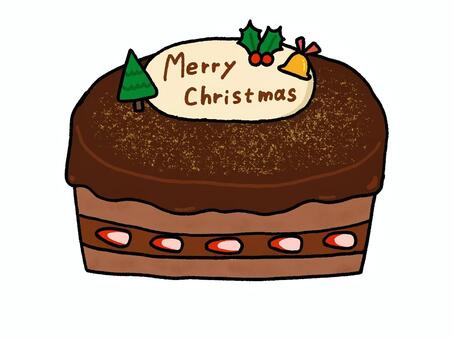 チョコレートのクリスマスケーキ チョコレート,ケーキ,クリスマス,スイーツ,ホールケーキ,生クリーム,果物,クリスマスケーキ,チョコプレート,ツリーのイラスト素材
