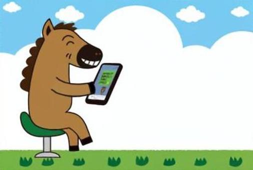 馬がスマホでごあいさつ 挨拶,馬,かわいい,スマホ,スマートフォン,line風,sns,メッセージ,スタンプのイラスト素材