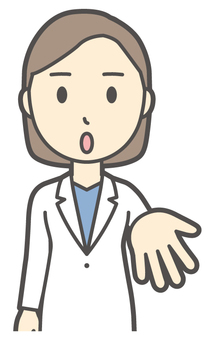  女性医師白衣-545-バスト ください,真剣,女医,医師,女性,白衣,スクラブ,医者,病院,医療のイラスト素材