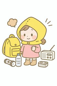 防災グッズと女の子