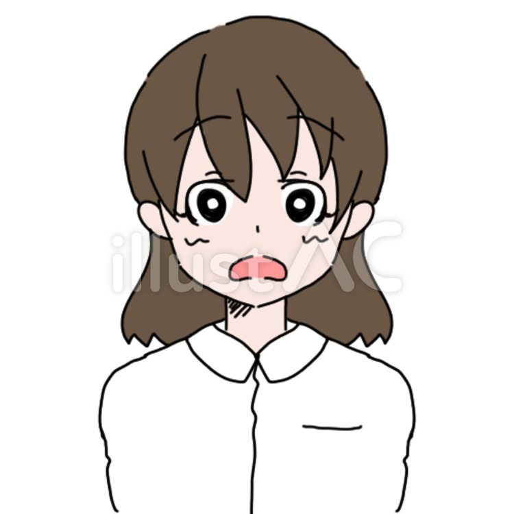 白い服の女性 驚き顔 イラスト No 無料イラストなら イラストac