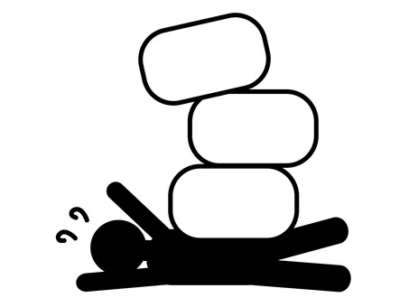 負担・重荷に押しつぶされる人のアイコン 負担・重荷に押しつぶされる人のアイコン ストレス,プレッシャー,負担,重荷,過労,仕事,ビジネス,人物,人間,シルエットのイラスト素材