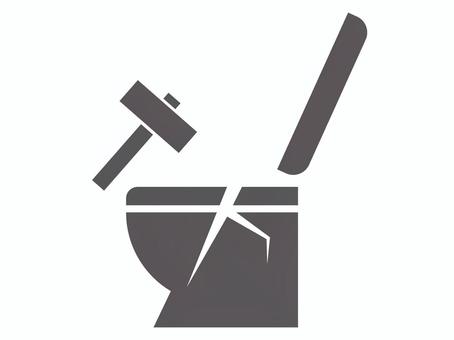 壊されているトイレ トイレ,いたずら,破損,壊す,シルエット,犯罪,器物損壊,故意,マナー,ルールのイラスト素材