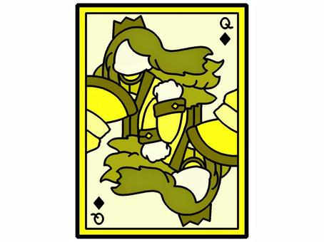 ダイヤのクイーンのトランプアイコン『黄』 クイーン,トランプ,ダイヤ,マーク,文字,アルファベット,モチーフ,カラー,カード,ゲームのイラスト素材