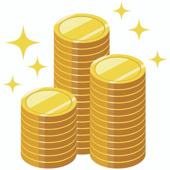 無地で金色の積まれたコイン コイン,無地,金,貯金,ビジネス,積みのイラスト素材