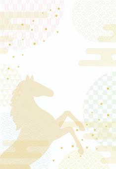 年賀状素材、午年の馬の年賀状背景イラスト 年賀状,馬,背景,午,午年,正月,お正月,2026年,令和八年,干支のイラスト素材