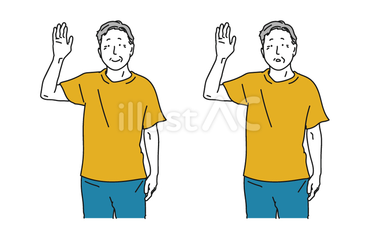 手を挙げるシニア男性のシンプルイラスト シニア,男性,挙手のイラスト素材
