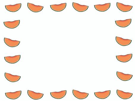 メロンフレーム メロン,果物,フレーム,枠,記入欄,空欄,pop調,手描き,挿絵,ワンポイントのイラスト素材