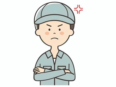 腕組みして怒る男性作業員 腕組みして怒る男性作業員 怒る,叱る,説教,イライラ,不満,厳しい,ストレス,怒り,指導,男性のイラスト素材