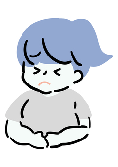 お腹を押さえる太った女性 腹痛,女性,トラブル,太った,ダイエット,困る,悩み,痛い,シンプル,ラフタッチのイラスト素材