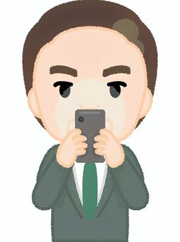 Illustration, wong lanang, smartphone, telpon, 