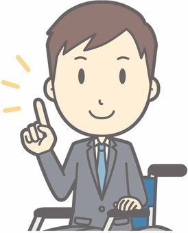 Suit Male C-Wheelchair Pointing-Bust, male, people, office worker, JPG, PNG and AI