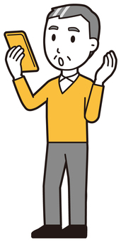 ニット中年男性(黄)-193-全身