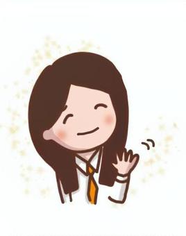 少し寂し気に手を振る、かわいい女の子 バイバイ,手を振る,寂しい,別れ,女の子のイラスト素材